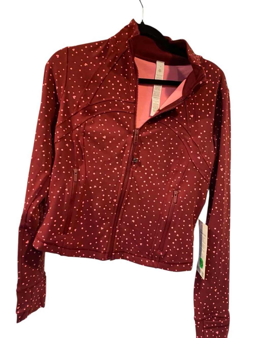 NWT Lululemon define cropped jacket HEART SCATTER DOT RED Size 12
